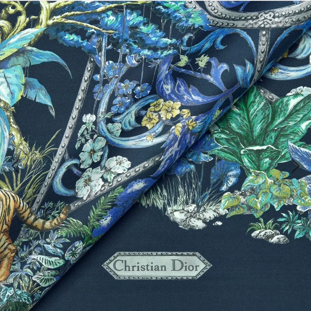 Authentic Christian Dior TOILE DE JOUY VOYAGE 90 Square Silk Scarf